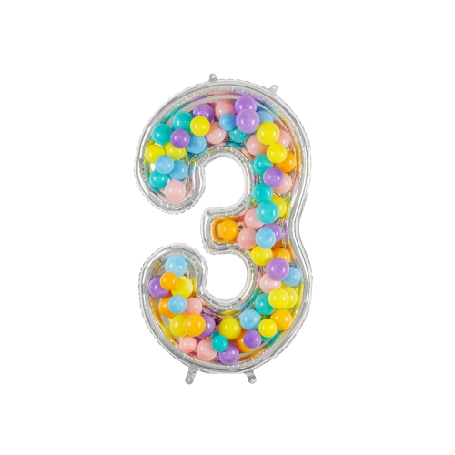 3-as számú lufikeret, 126 cm, ezüst – eredeti partidekoráció