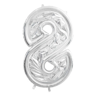 Rám číslo 8 na balóniky, 126 cm, strieborný – moderná výzdoba osláv