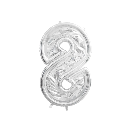 8-as szám lufi keret, 126 cm, ezüst – modern ünnepi dekoráció