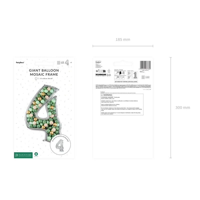Lufikeret 4-es szám, 126 cm, ezüst – ünnepi dekoráció