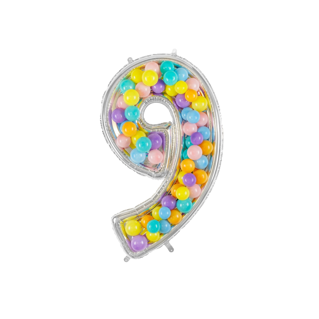 Cadru pentru balon în formă de cifră 9, 126 cm, argintiu – decorațiune de petrecere originală