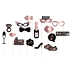 Accesorii foto pentru petrecerea burlăcițelor – negre și roz-aurii, 16 buc.