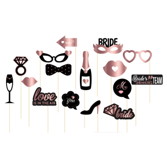 Rekviziti za fotografiranje za dekliščino – črni in rožnato-zlati, 16 kosov