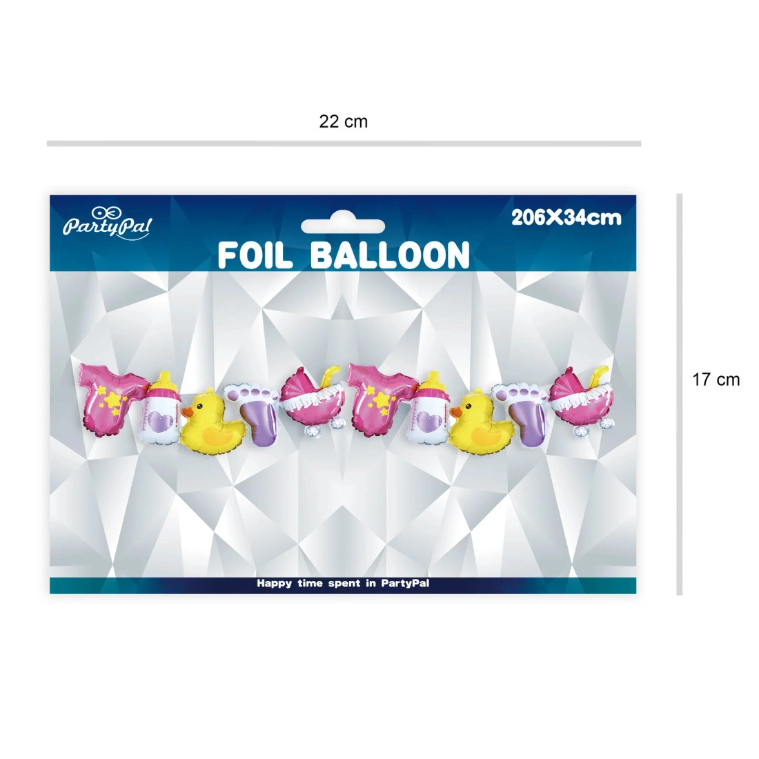 Ghirlandă cu baloane roz pentru fetiță, 206 x 34 cm