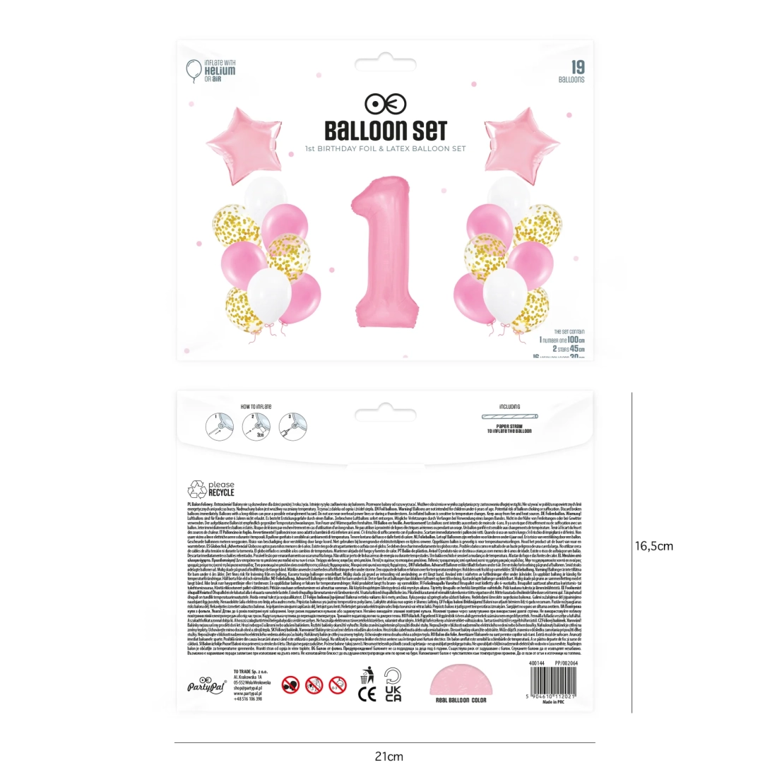 Rózsaszín léggömb szett kislány első születésnapjára