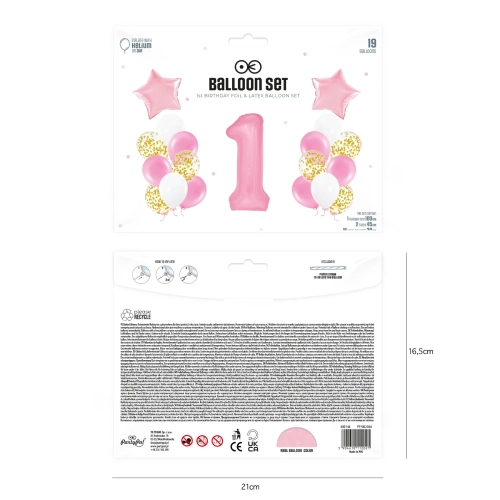Set roz pentru prima aniversare a fetiței – baloane