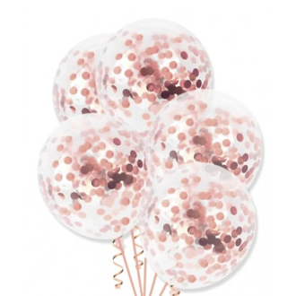 Rózsaszín konfettis lufik 30 cm – 4 db