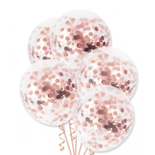 Baloane roz cu confetti 30 cm - 4 buc.