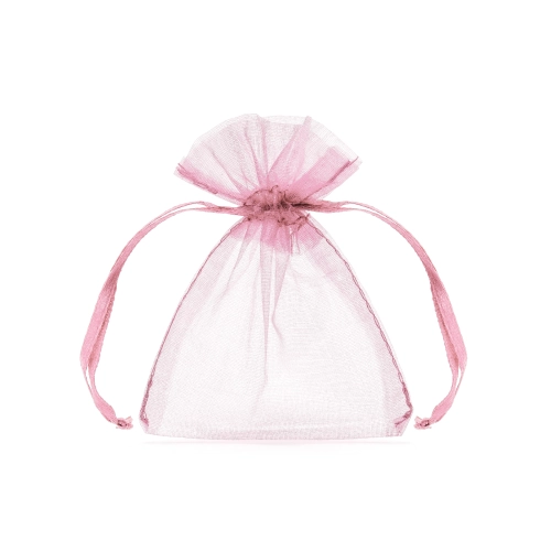 Rózsaszín organza tasakok 10 cm – ajándékcsomagolás, 10 db