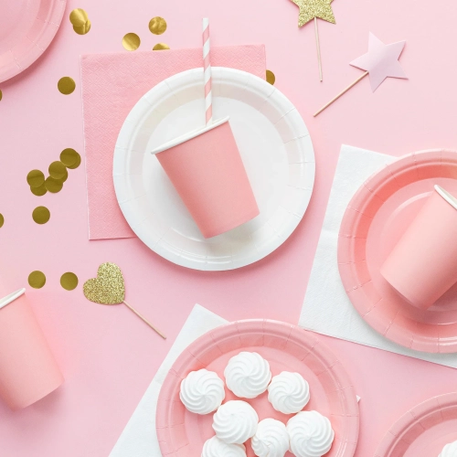 Farfurii de hârtie roz 18 cm – 6 buc.