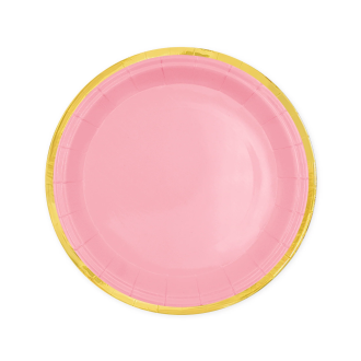 Rožnati papirnati krožniki Classic Gold 18 cm – 6 kosov