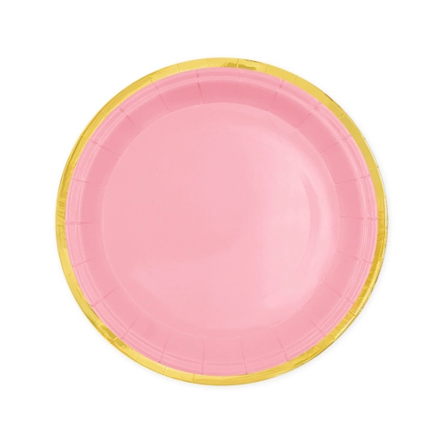 Farfurii din hârtie roz Classic Gold, 18 cm – 6 buc.