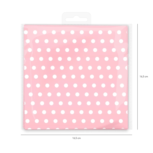 Șervețele roz cu buline albe, 10 buc.