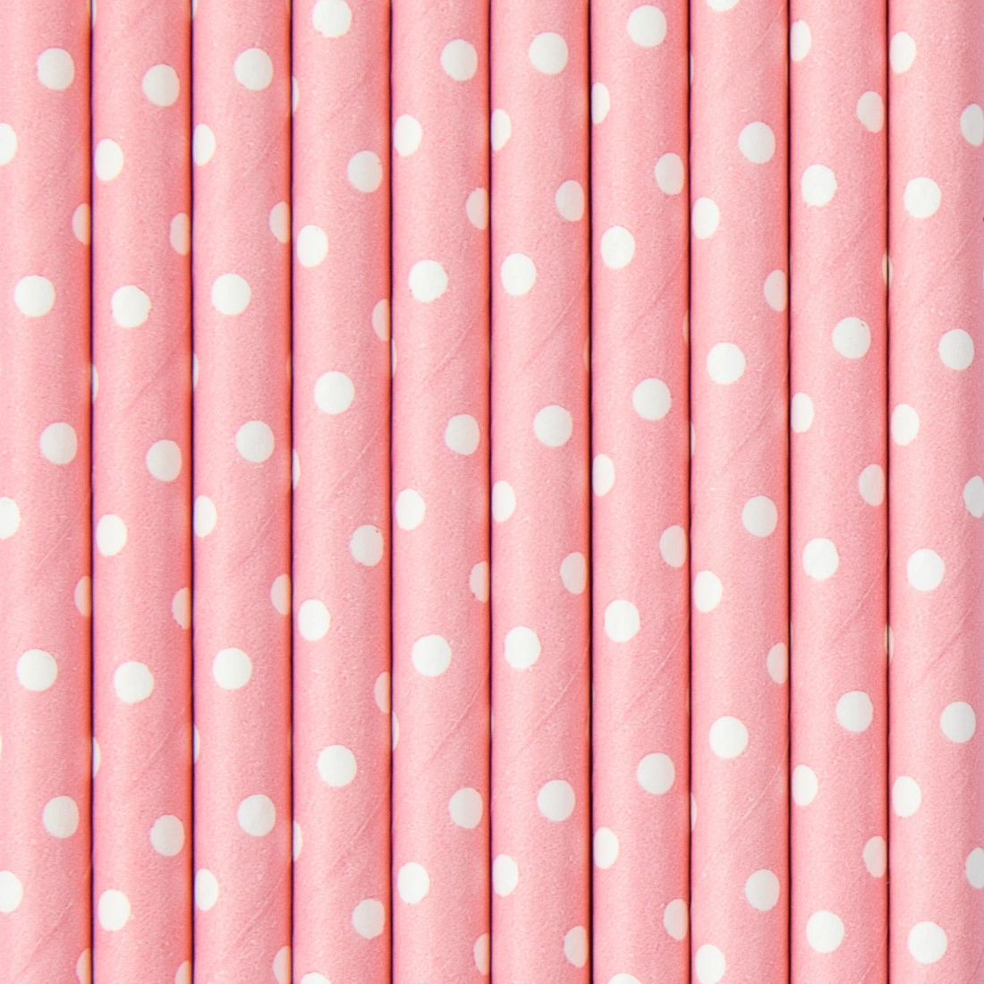 Rózsaszín pöttyös szívószálak, 10 db