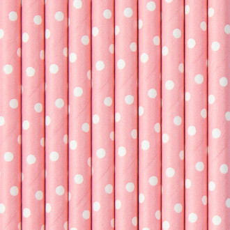 Rožnate slamice s pikami, 10 kosov