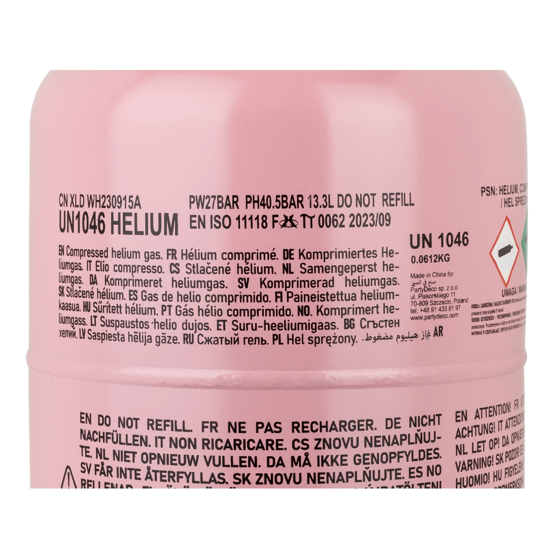 Rózsaszín héliumos lufikészlet – palack 50 lufihoz