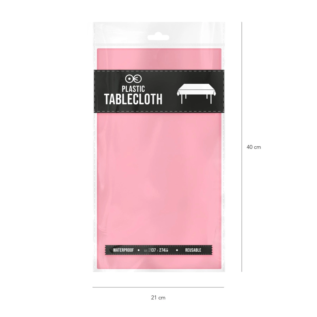 Față de masă roz, impermeabilă, mare, 137x274 cm