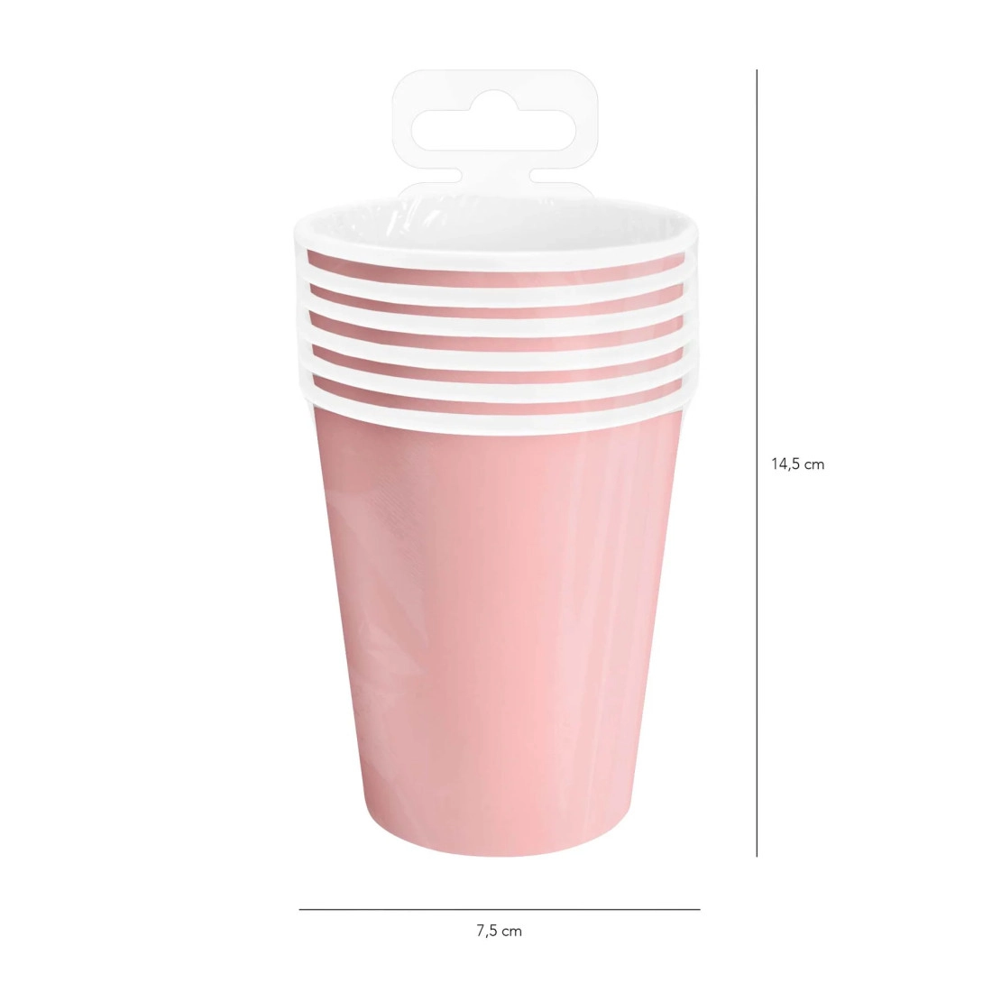 Rózsaszín papírpohár 220 ml, 6 db készlet