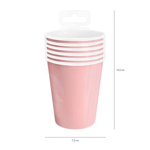 Rózsaszín papírpohár 220 ml, 6 db készlet Rózsaszín papírpohár 220 ml, 6 db készlet