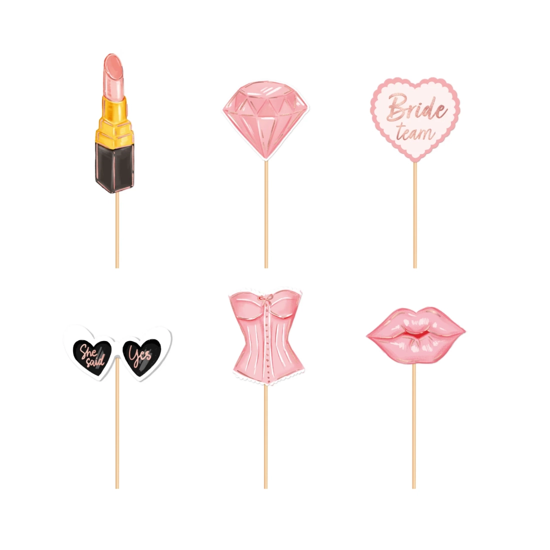 Set de 6 decorațiuni pentru tort „Bride to be” – toppere pentru petrecerea burlăcițelor