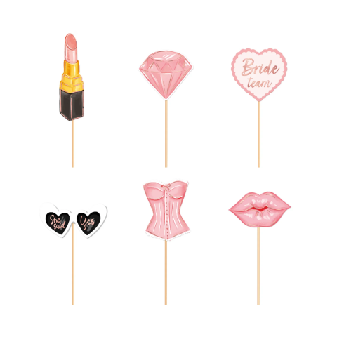 6 darabos tortadísz készlet „Bride to be” – Topperek lánybúcsúra