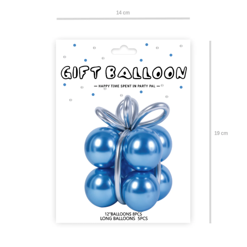 Komplet 13 balonov – kromno modri + srebrni modelirni baloni