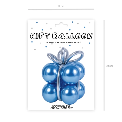 Komplet 13 balonov – kromno modri + srebrni modelirni baloni