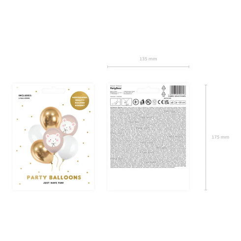 Komplet balonov 30 cm – Medvedek, 6 kosov