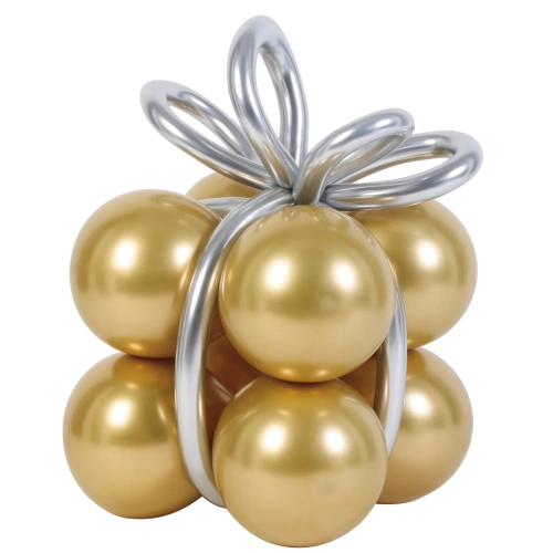 Set de baloane 8 buc. – crom auriu + baloane modelabile argintii