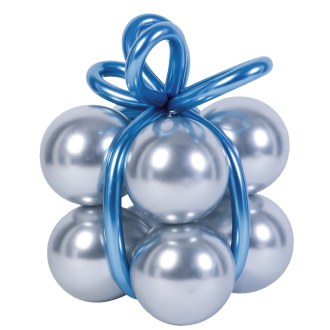Komplet 8 balonov – kromirano srebrni + modri modelirni baloni