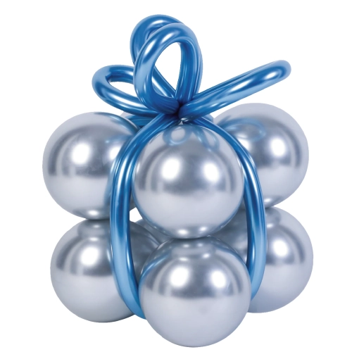 Set baloane 8 buc – cromate argintii + baloane modelaj albastre