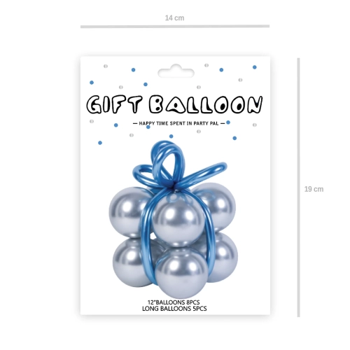 Set baloane 8 buc – cromate argintii + baloane modelaj albastre