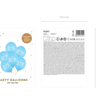 Set balonov Happy Birthday 30 cm – pastelno modra, 6 kosov