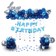 Happy Birthday lufikészlet kék-ezüst, 102 db