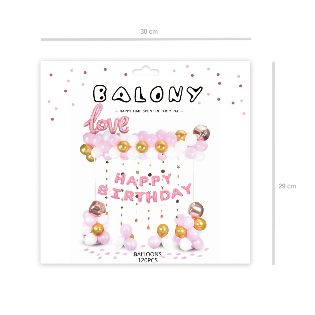 Happy Birthday lufikészlet rózsaarany – 120 db