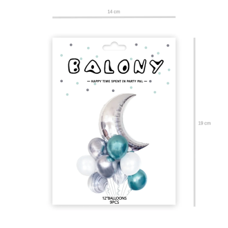 Set balonov Mesec – mešanica morskih barv, 9 kosov