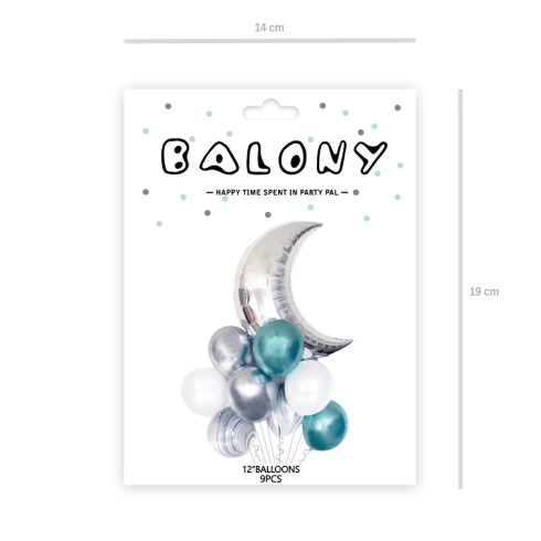 Set balonov Mesec – mešanica morskih barv, 9 kosov