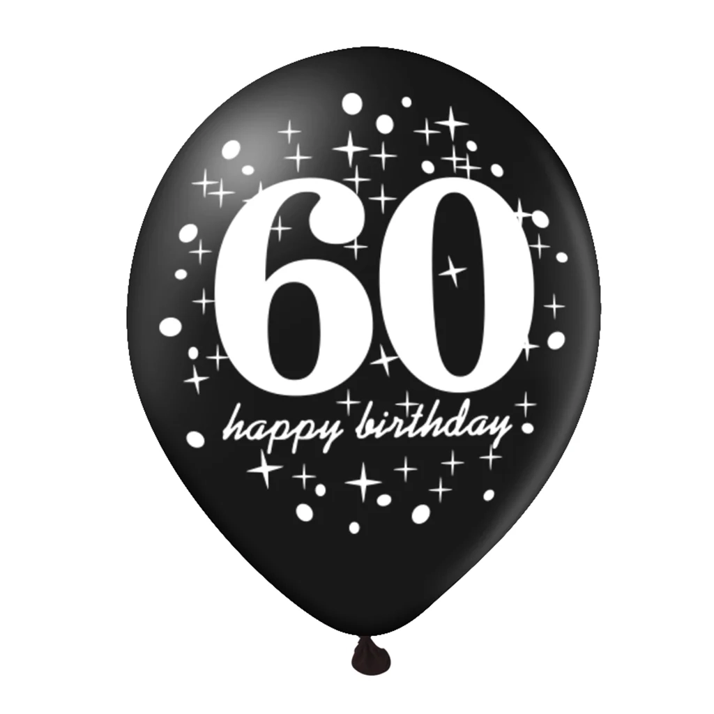 Set balona za 60. rođendan s konfetićima 30 cm, 6 kom
