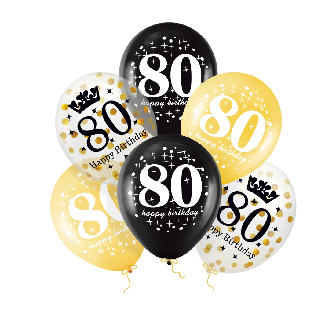 Set balona za 80. rođendan s konfetiima 30 cm, 6 kom