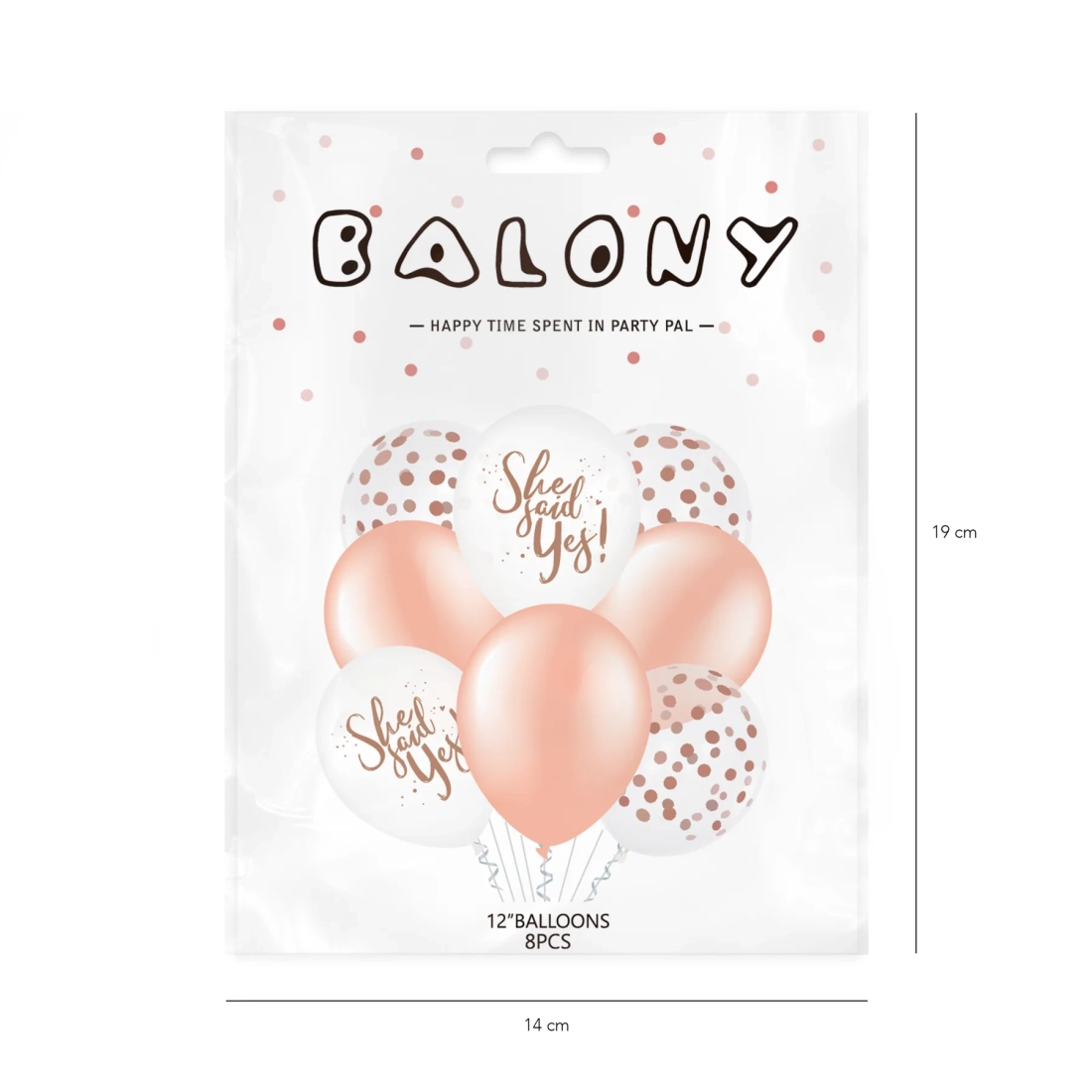 Set baloane „A spus da” rose gold cu confetti, 30 cm, 8 buc.