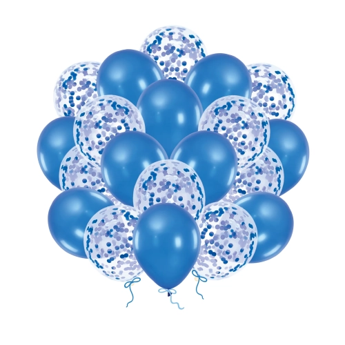 Set de baloane cu confetti – albastre, 30 cm, 20 buc.