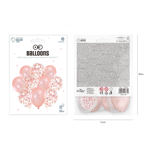 Konfettis lufi szett – rózsaszín, 10 db, 30 cm Konfettis lufi szett – rózsaszín, 10 db, 30 cm