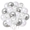 Set de baloane cu confetti – argintii, 30 cm, 20 buc.