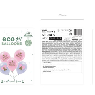 EKO komplet balonov Happy Birthday 33 cm, mešano, 5 kosov