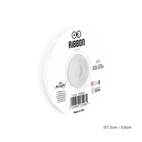 Szatén szalag – fehér, 0,6 cm x 23 m Szatén szalag – fehér, 0,6 cm x 23 m