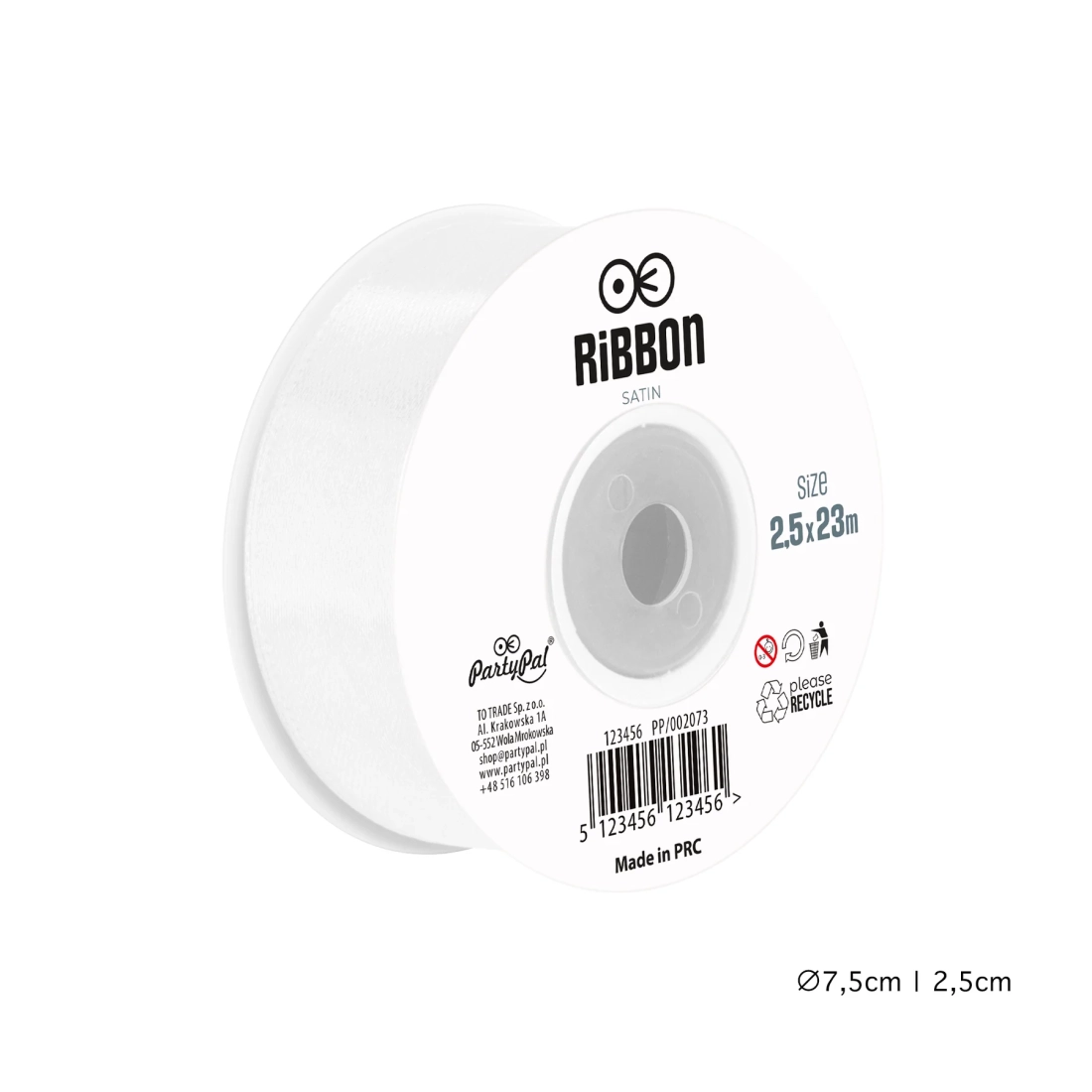 Szatén szalag – fehér 2,5 cm x 23 m