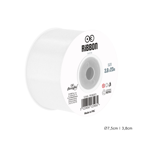 Szatén szalag – fehér, 3,8 cm x 23 m Szatén szalag – fehér, 3,8 cm x 23 m
