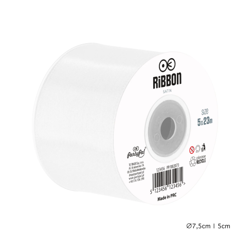 Szatén szalag – fehér, 5 cm x 23 m Szatén szalag – fehér, 5 cm x 23 m