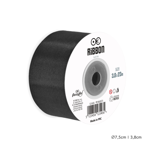 Szatén szalag – fekete 3,8 cm x 23 m Szatén szalag – fekete 3,8 cm x 23 m