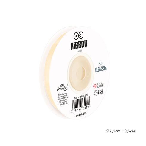 Szatén szalag – krém, 0,6 cm x 23 m Szatén szalag – krém, 0,6 cm x 23 m